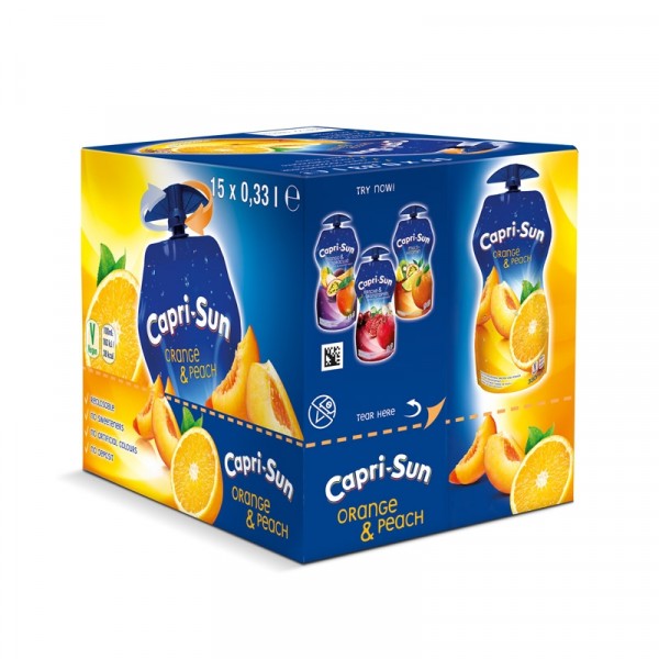 Capri-Sun Apelsin & Persika storpack 33cl x 15st (hel låda)