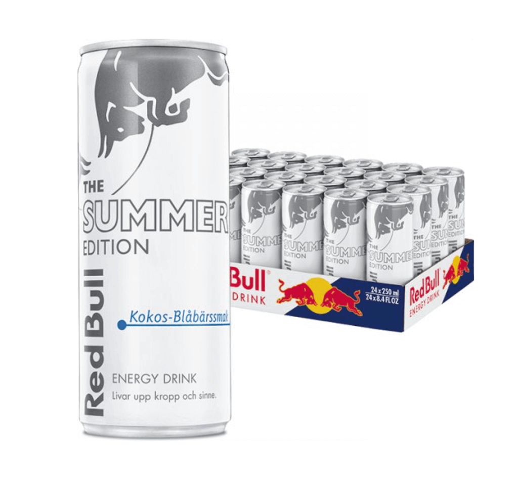 Red Bull White Ed. Kokos/Blåbär 25cl x 24st (helt flak)