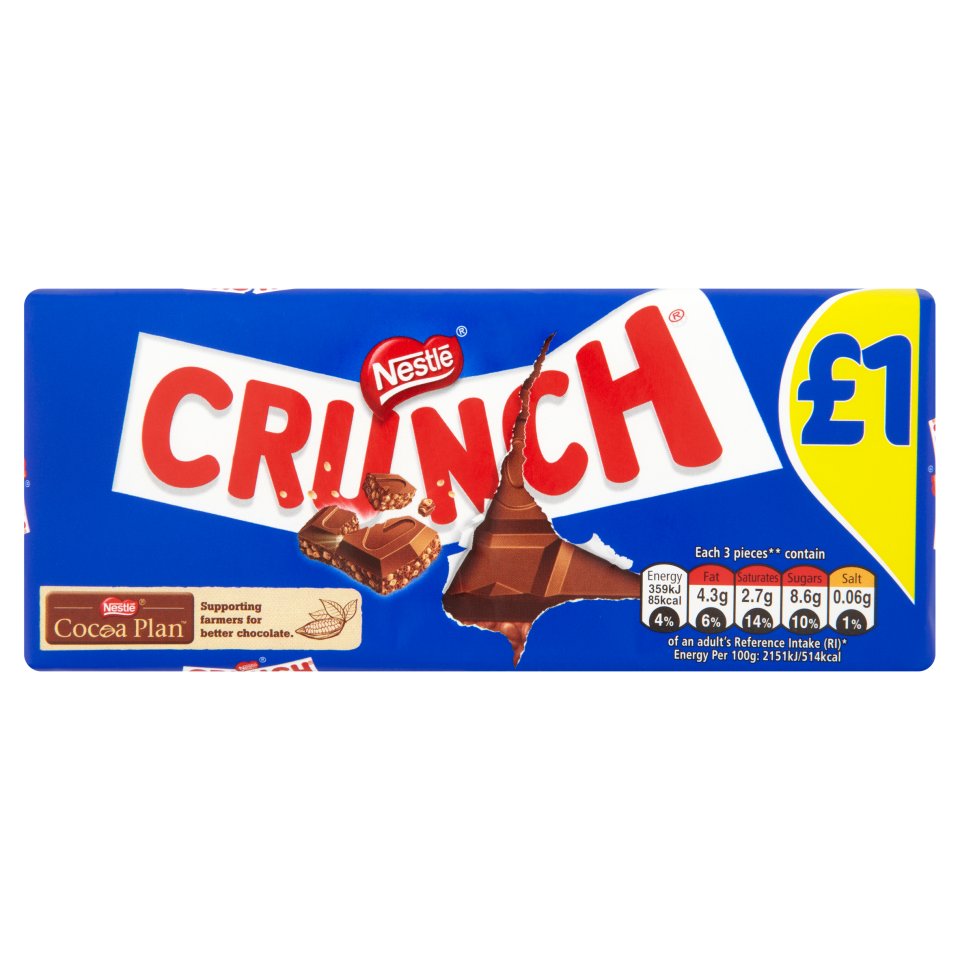 Nestle Crunch Milk Chocolate Bar 100g