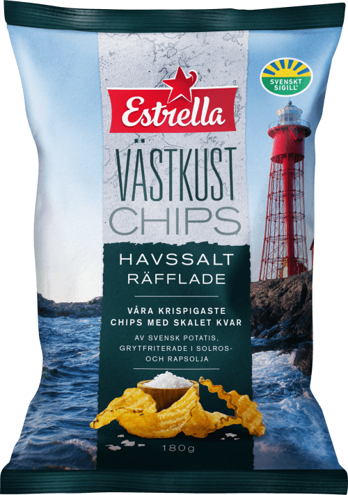 Estrella Västkustchips Havssalt Räfflade 180g (BF: 2025-03-12)