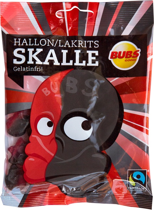 Bubs Hallonlakritsskalle 90g x 12st