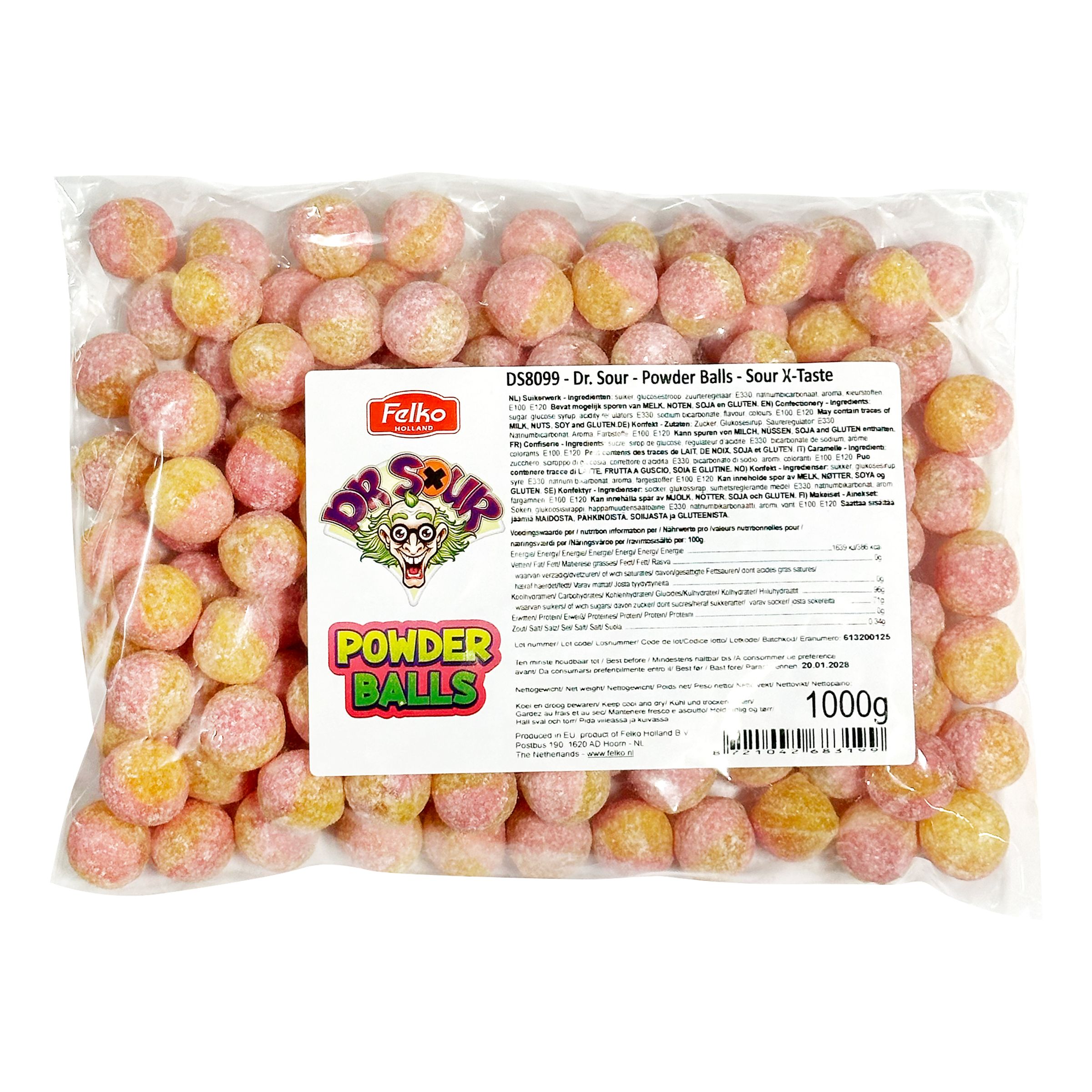 Dr Sour Powder Balls Sour X-Taste Storpack - 1 kg