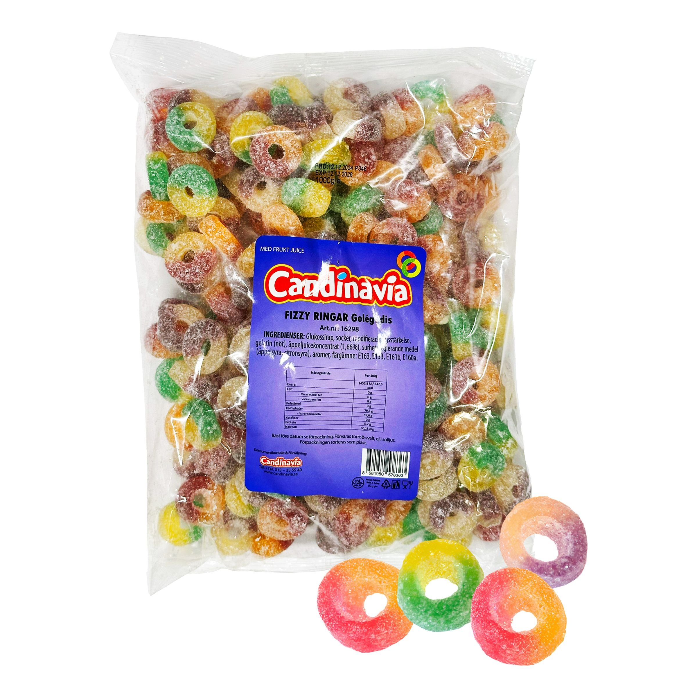 Fizzyringar Storpack - 1 kg