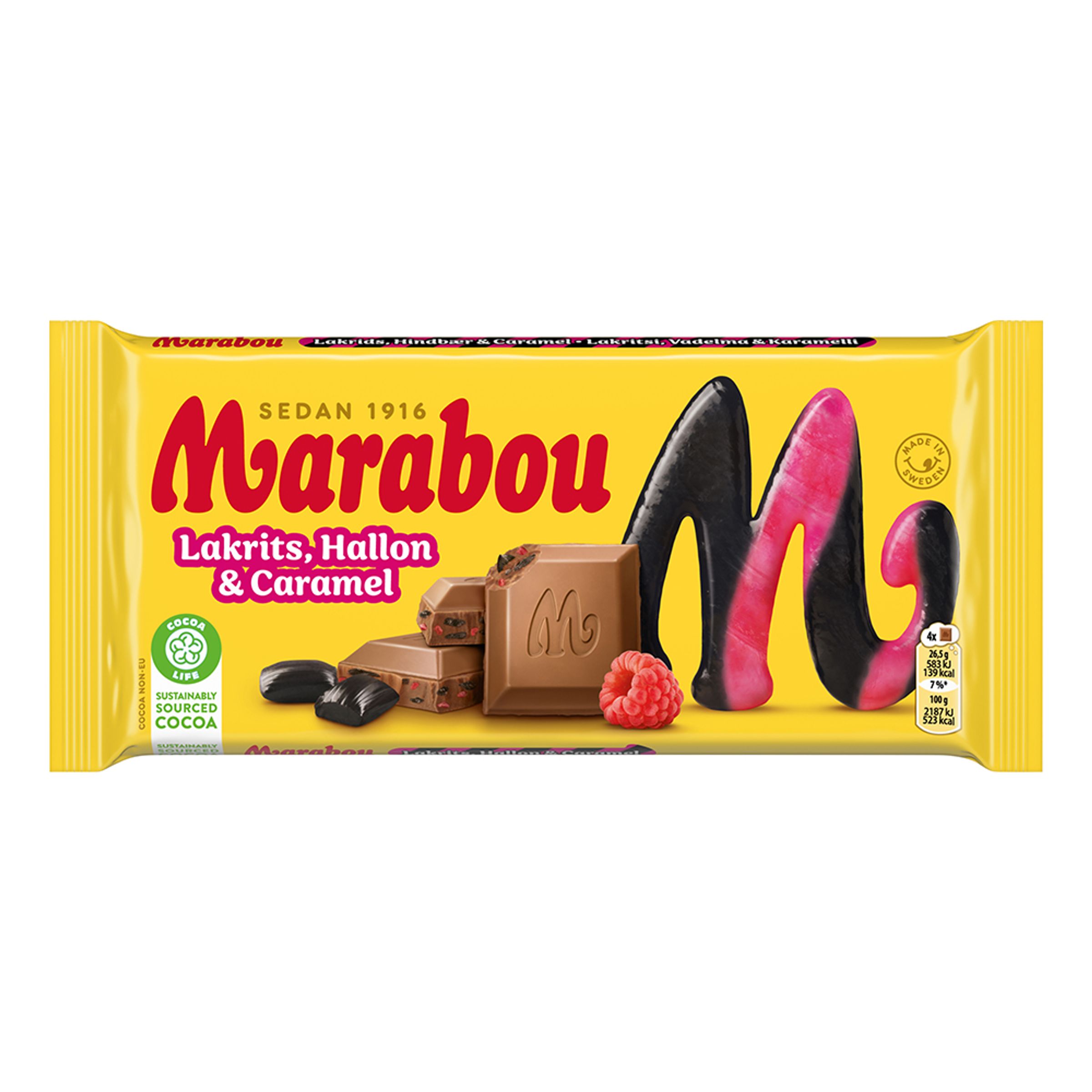 Marabou Lakrits Hallon & Caramel Chokladkaka - 185 g