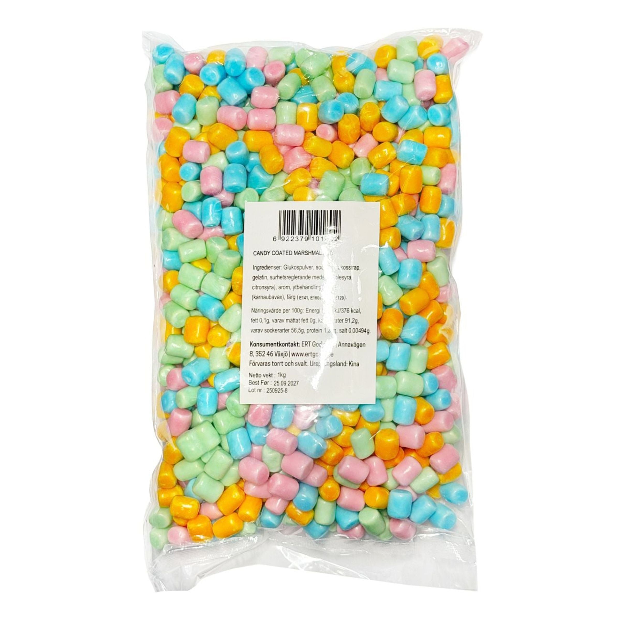 Jellioo Candy Coated Marshmallow Barell Storpack - 1 kg